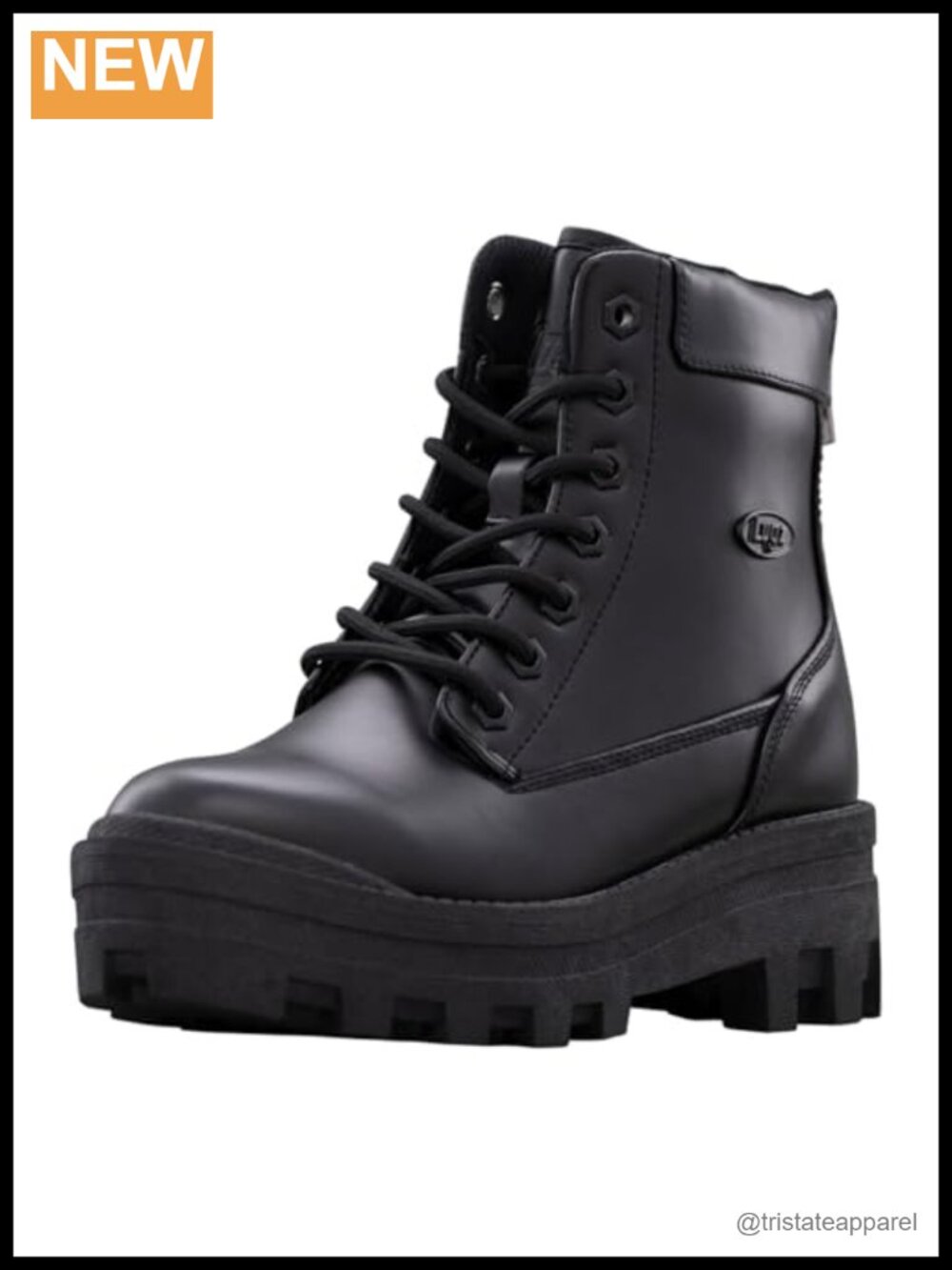 Faux Leather Lace-Up Combat Boots, Calf High, Cushioned Sockliner